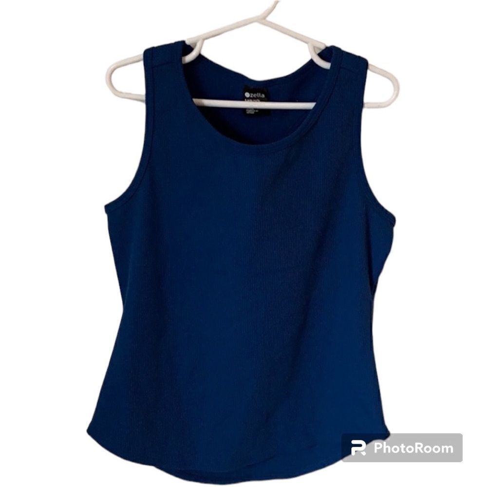 Zella Girls ribbed blue work out tank NWT Medium